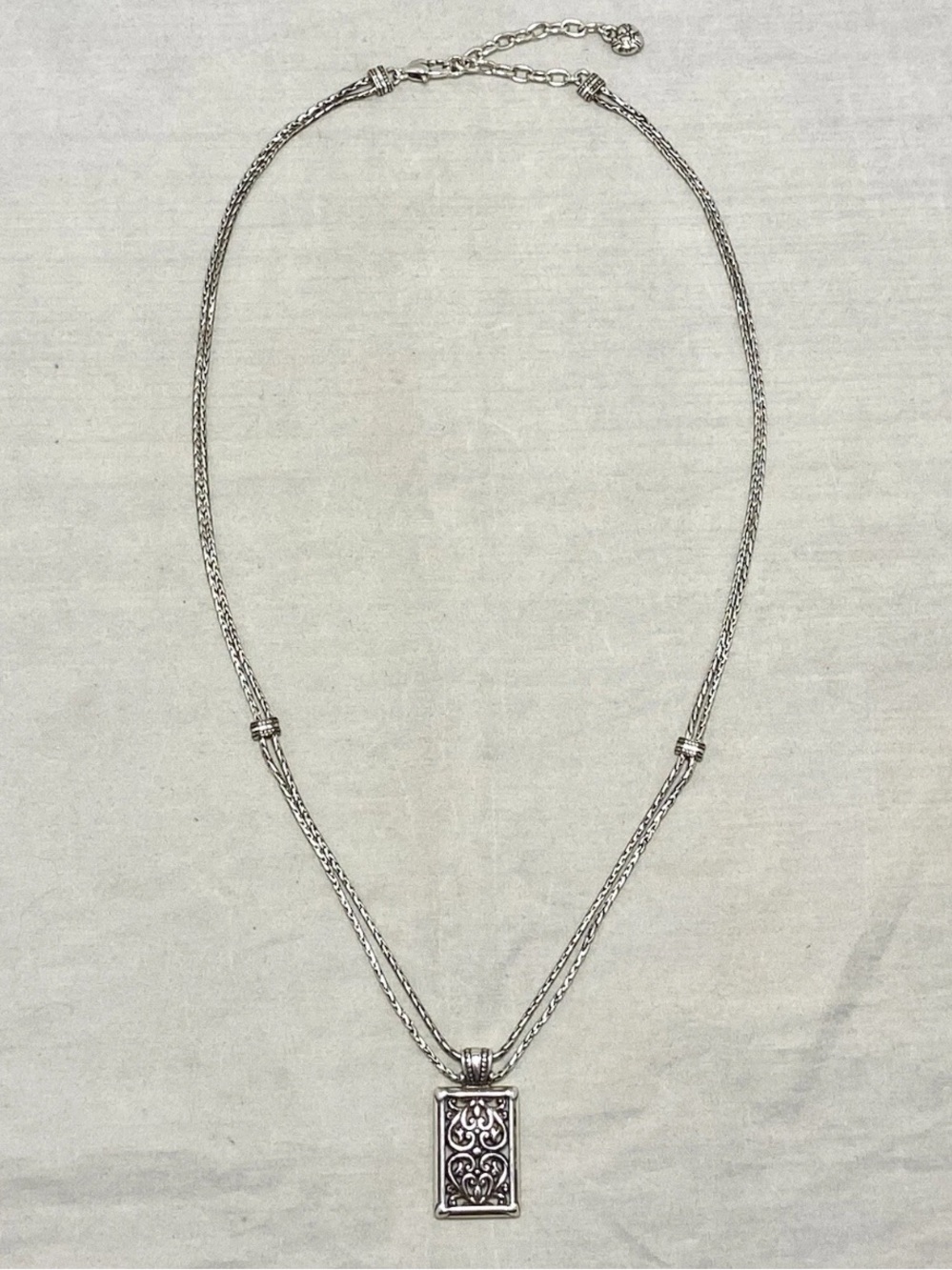 N341 NWOT Brighton silver plated double-strand chain retired pendant necklace - Picture 5 of 12